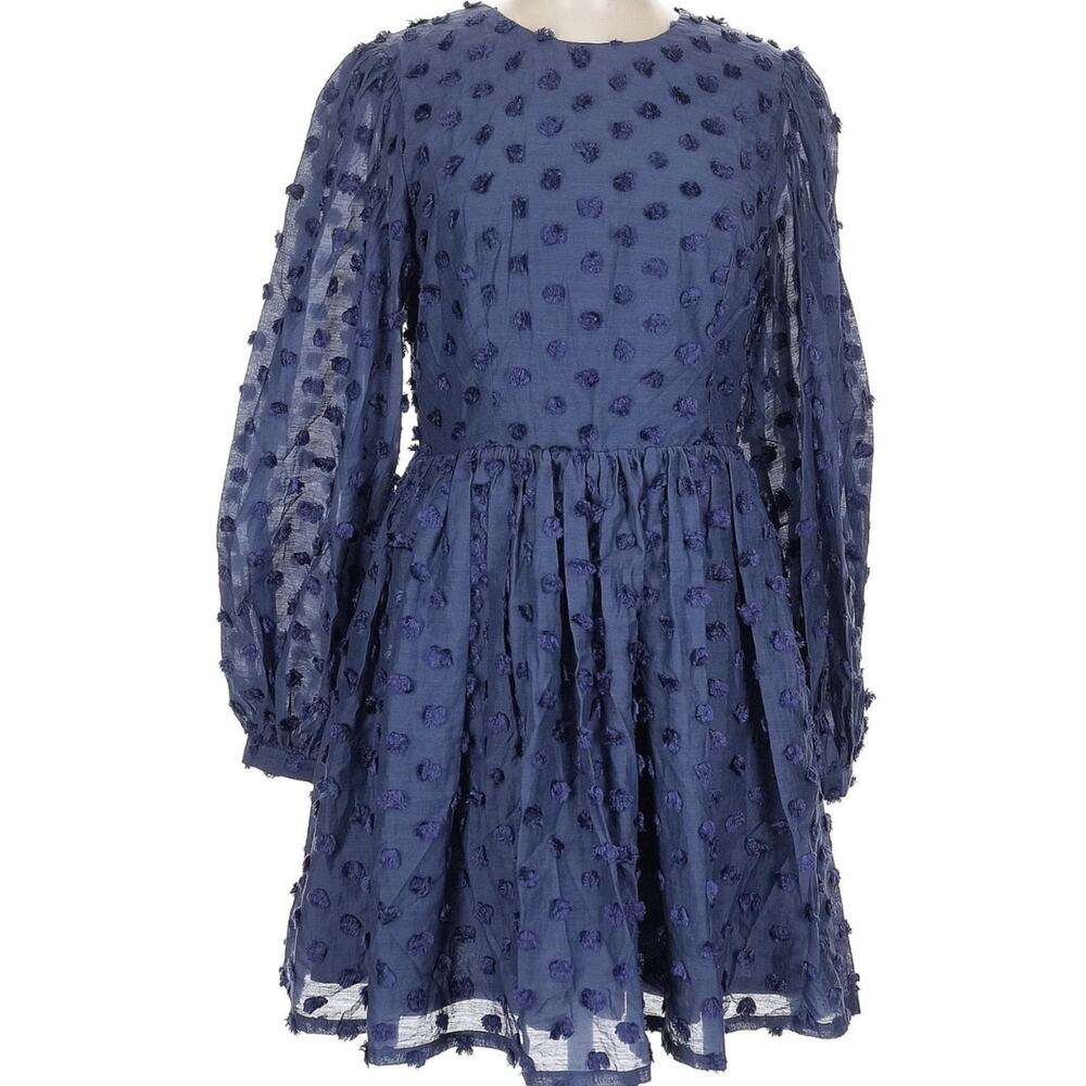 Corey Lynn Calter The Divine Dress Women's Large Jacquard Blue Long Sleeve NEW